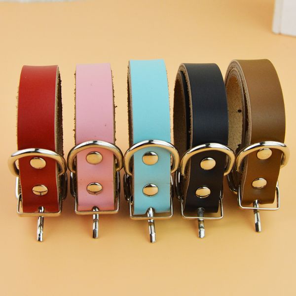 

support drop shippng pure cow leather pet dog cat collar strap (100 pieces/lot