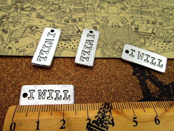 

36pcs-- 23*9mm antique silver plated i will two side charms pendants, Bronze;silver