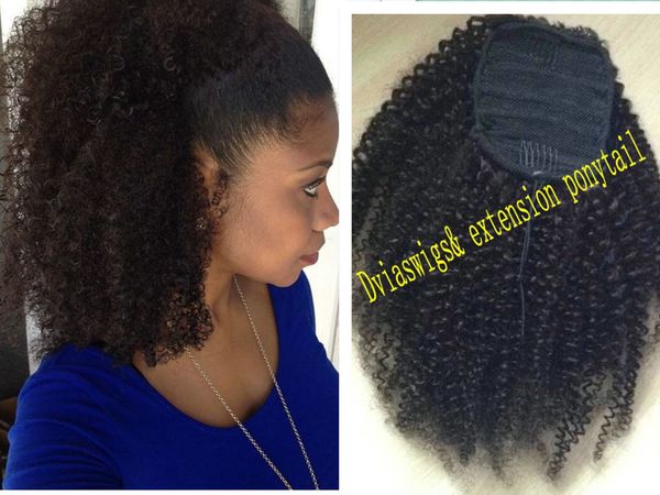 

diva1 ponytail natural hair for black women, kinky curly human real ponytails hairpieces 160g peruvian virgin remy drawstring pony tail
