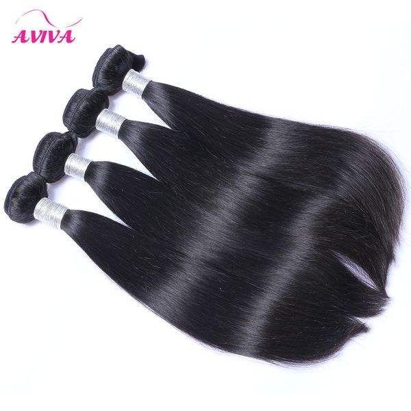 Cabelo virgem brasileiro reto 4 pçs / lote não transformado brasileiro cabelo humano tecer pacotes natural preto barato remy extensões de cabelo pode ser tingido