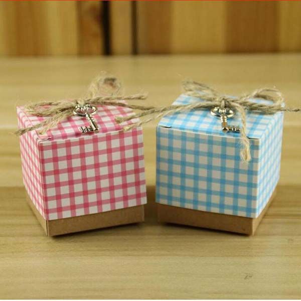 Pink Blue Colors Kraft Paper Wedding Favors Chocolate Box Baby