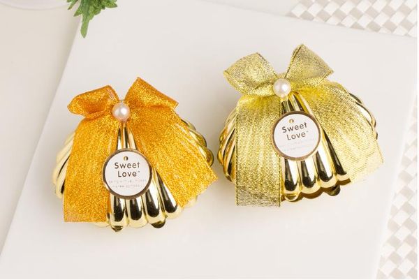 

Sea hell wedding party favor holder chocolate gift candy boxe with butterfly knot wedding party hower favor gift gold ilver red color