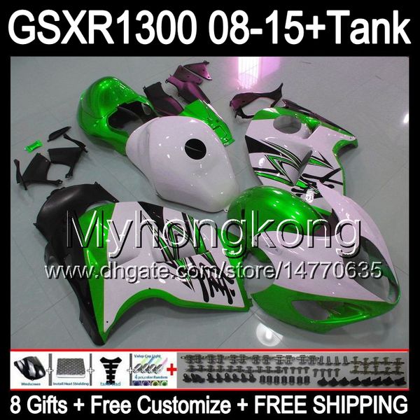 glänzend weiß 8Geschenke für Suzuki Hayabusa GSXR1300 08 15 GSXR-1300 14MY115 GSXR 1300 GSX R1300 08 09 10 11 12 13 14 15 weiß grün Verkleidungsset