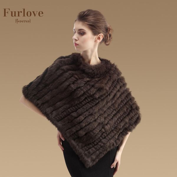 Wholesale-2016 New Real  Fur Shawl Fashion Women Genuine  Fur Poncho Knitted Natural  Fur Cape