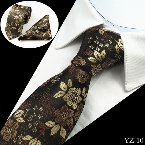 

2017 new neck tie set necktie pocket square cufflinks men's ties polyester paisley tie 10 colors gift boxes are individually packaged, Black;blue