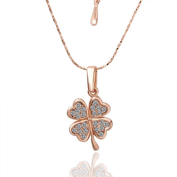

women's four leaf flowers 18k gold jewelry pendant necklace wgn1,a++ rose gold white gemstone necklaces with chains, Silver