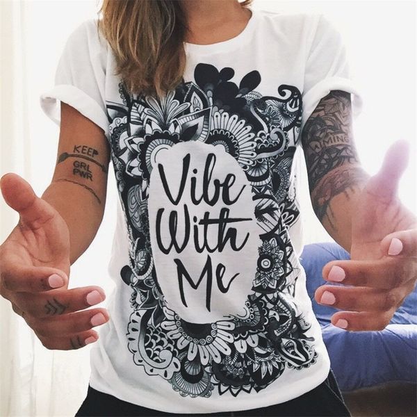 

wholesale- cdjlfh brand new summer fashion originality women t-shirt white 7 prints short sleeve o neck t shirt vestidos s  l xl xxl