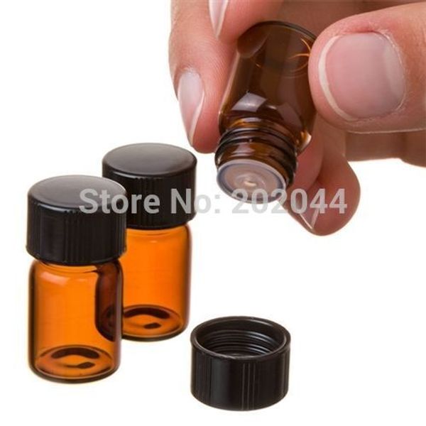 

wholesale- 50 pack 1 ml (1/4 dram) amber glass essential oil bottle, orifice reducer & cap factory price