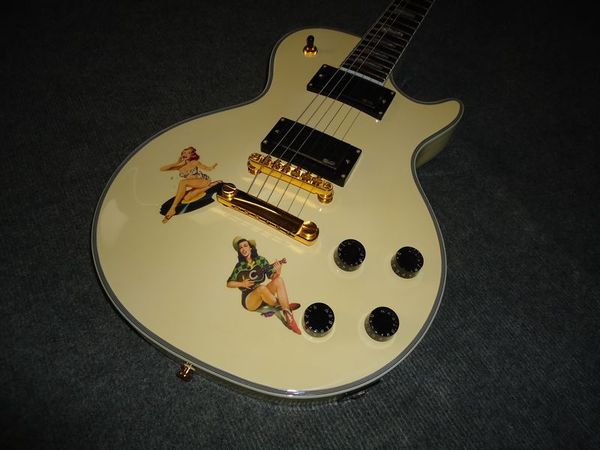 

custom steve jones signature antique yellow pistols electric guitar emg pickups black speed knobs