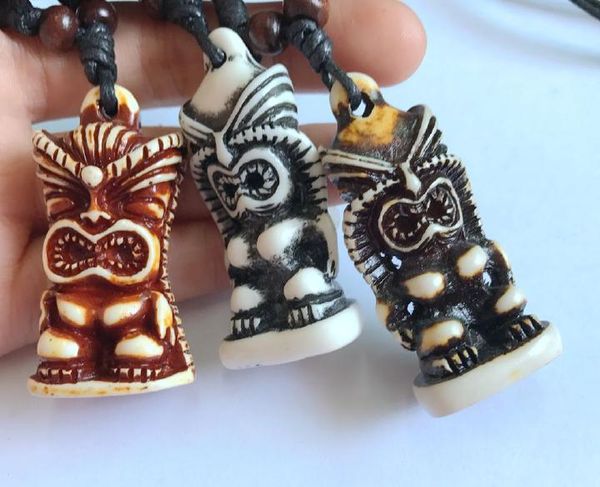 

12 pcs yqtdmy faux tiki head handmade fashion pendant style necklace, Silver