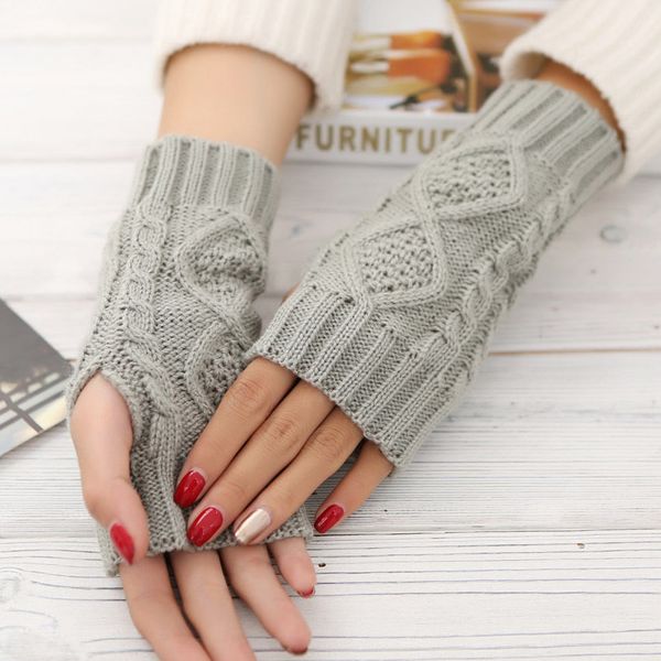 

wholesale- spring autumn women wool arm warmers winter fashion fingerless gloves button knitted mitten short gloves guantes tactical gloves, Blue;gray