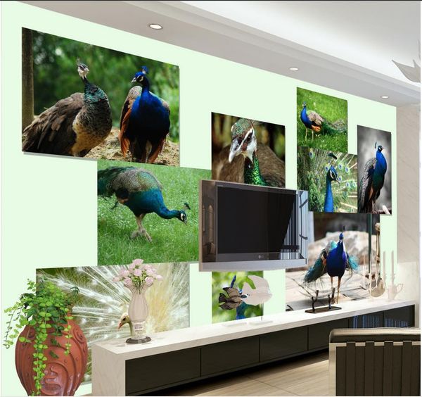 

custom any size peacock fashion background wall mural 3d wallpaper 3d wall papers for tv backdrop
