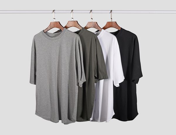 

2017 футболки мужчины хип-хоп футболки негабаритных изогнутые подол tee рок ярусные