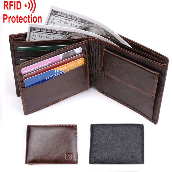 

wholesale- mrf7 2017 new men wallet blocking , zippper coin pocket ,100% grain cow leather wallet men, Red;black