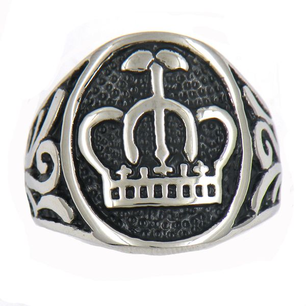 

fanssteel stainless steel vintage mens or wemens jewelry signet classic crown flower nature ring fashion plant ring 12w16, Silver