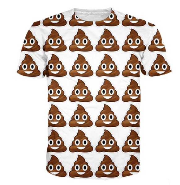 

какашки emoji новые моды мужские / женские милые маленькие персонажи электронные сообщения футболки смешные унисекс 3d печати случайные футб, White;black