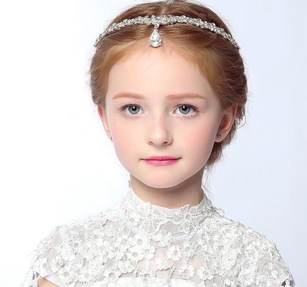 

beautiful crystal princess forehead chain between the brows headbands hair band children hair accessories wedding kids jewelry 2017 new, Slivery;golden