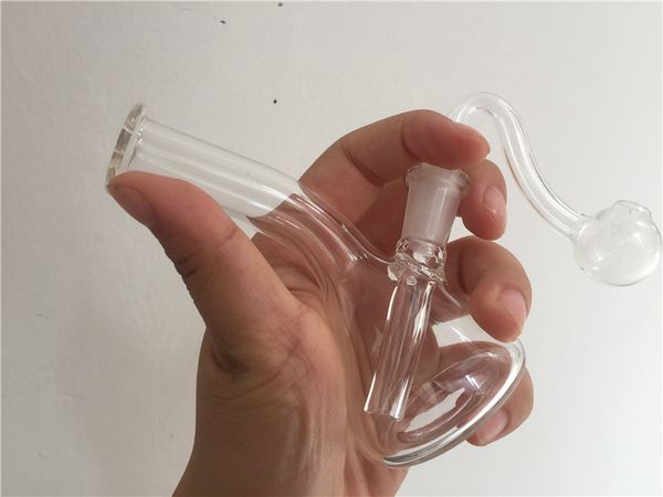 Hot 4.3inch glass water pipe mini glass bong recycler oil rig with 10mm male oil burner pipe for smoking