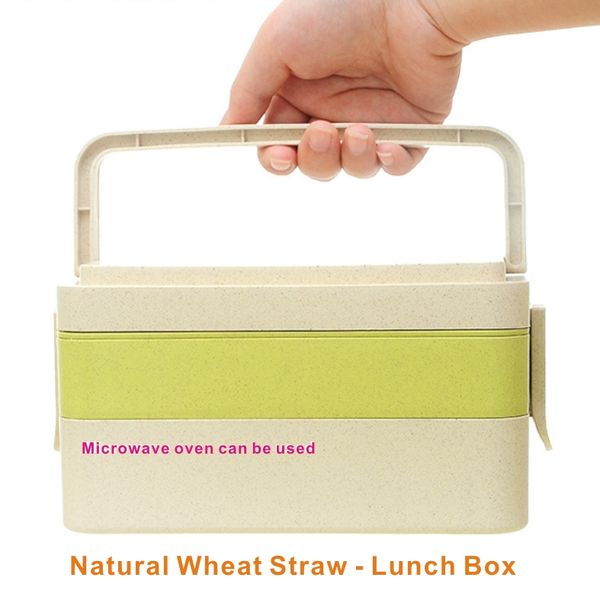 

natural wheat straw lunch box, 2-3 layer 6 sets, comes with cutlery, anti-spill student lunch box,microwave oven available