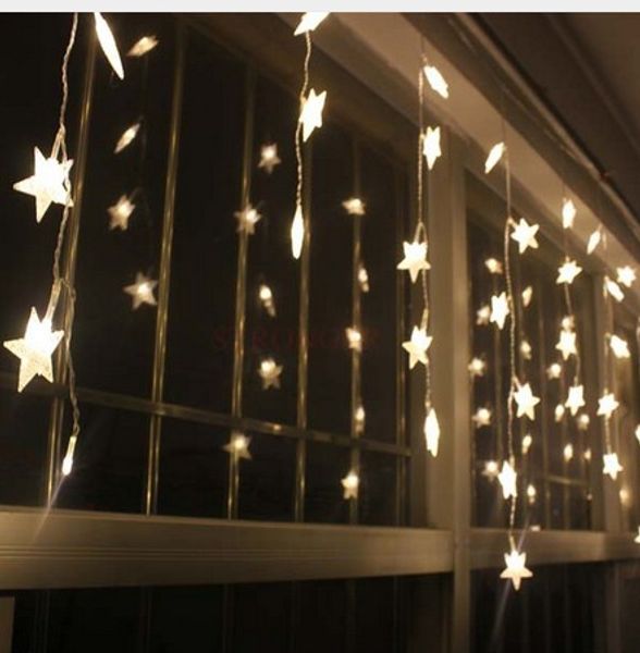 3,5m 100 estrelas Multicolor LED Strip Festival Festival Feriado Luz de Natal DecoraçãoCao Curtain Lâmpada EU / EUA / UK / Au Plug