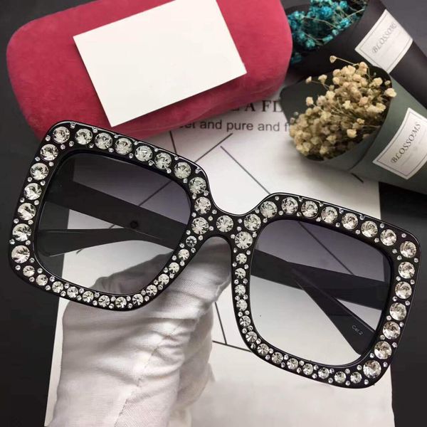 

g0148 новый бренд дизайнер солнцезащитные очки женщины роскошные мозаика алмазы солнцезащитные очки 0148 большой квадратный кадр маленькие н, White;black