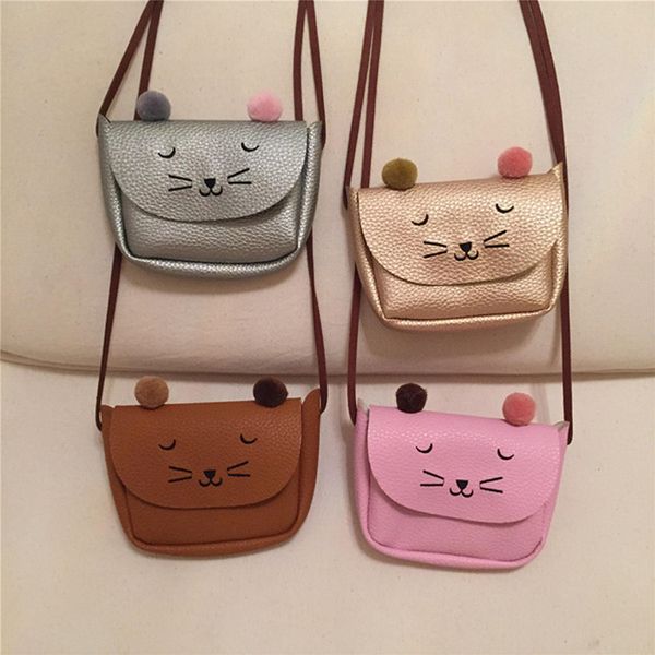 Sacos de meninas Do Bebê 2017 Novo Gato PU Crianças um saco de ombro Moda Crianças mini sacos de mensagem Menina bolsa de festa de aniversário suprimentos C191