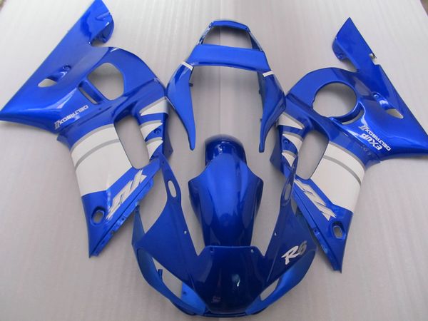 Kit carenatura più venduto per Yamaha YZF R6 98 99 00 01 02 set carenature blu bianco YZFR6 1998-2002 OT21