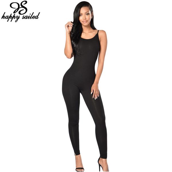 Atacado- uma peça roupas roupas corporal terno cinza negro macacão espaguete cintas esticar calças longas bodycon jumpsuits macacão 64106