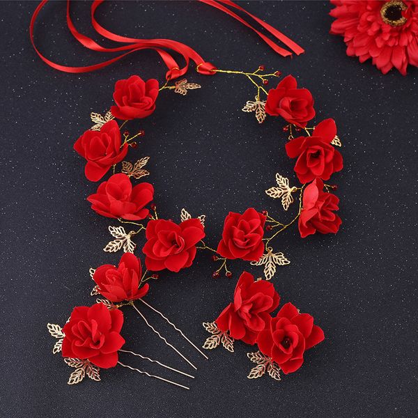 

new fashion bridal bridesmaid red flower crown wedding bridal tiaras wreath headdress hair jewelry 2017 for women pageant prom, Silver
