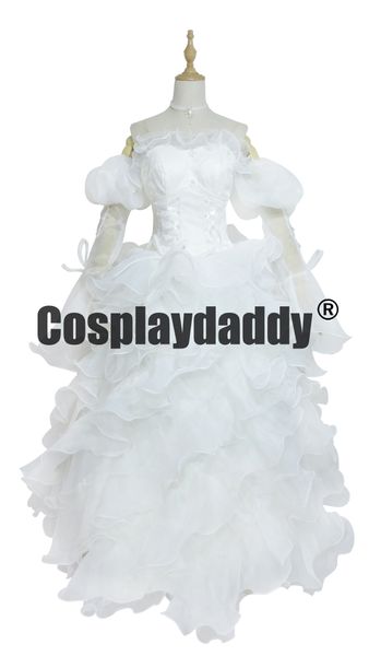 Code geass eufémia branco luxo vestido de renda traje cosplay