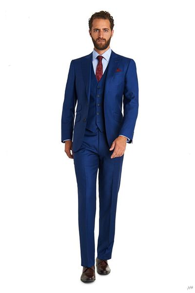 2017 Custom made erkeğin düğün üç adet smokin Notch yaka Damat Smokin akşam Düğün iyi adam düğün için Suits (ceket + pantolon + yelek)
