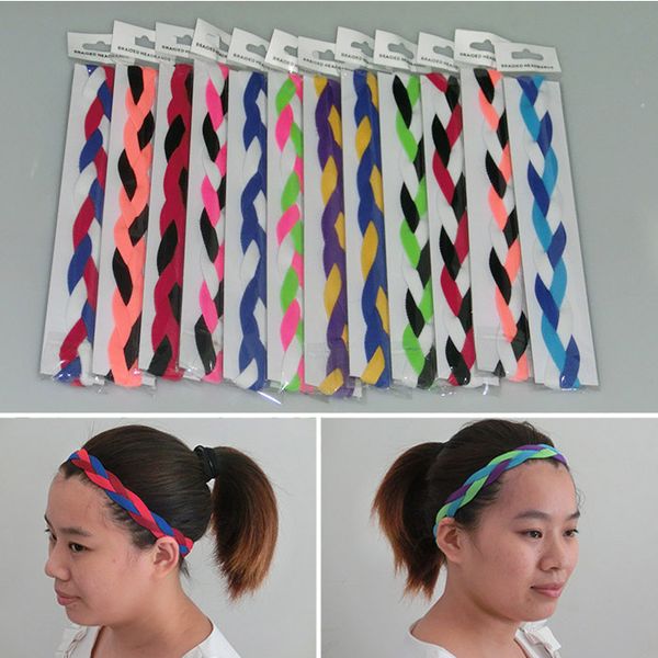 

2018 mix colors 3-rope triple braided mini stretch softball sports headbands, Silver