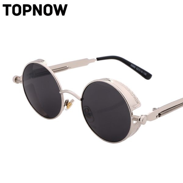 

wholesale- fashion gothic steam punk sunglasses men vintage coating mirrored glasses round circle sun glasses women lunettes gafas, White;black