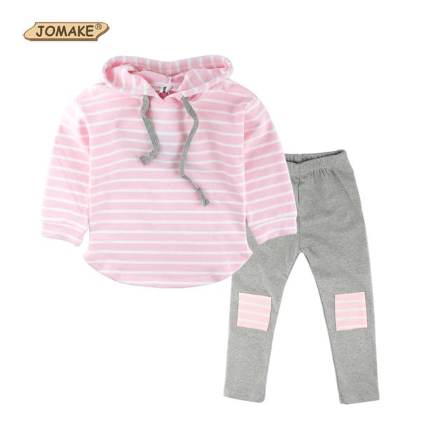 

wholesale- classic striped baby girl clothing set spring retail 2pcs hooded sweatshirts+leggings pants girls clothes sets casual kids suits, White