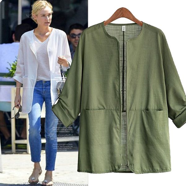 

autumn the new winter jackets for women round neck coat in the long section pocket zipper jacket coat ladies blazer, Black;brown