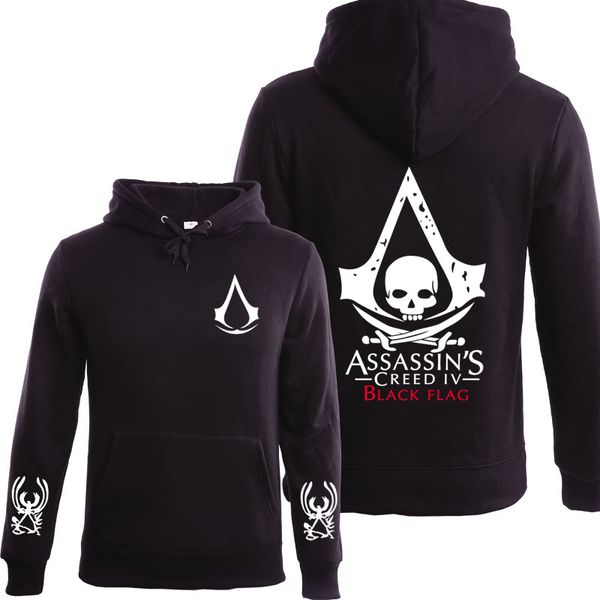 

wholesale- 2016 autumn winter assasins creed hoodie men black cosplay sweatshirt costume fleece lined assassins creed mens hoodies jackets