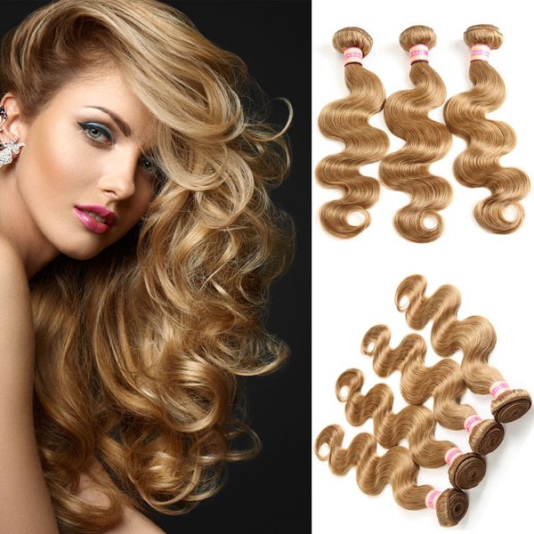 Blonde Brazilian Virgin Body Wave Hair Weave Bundles Color 27