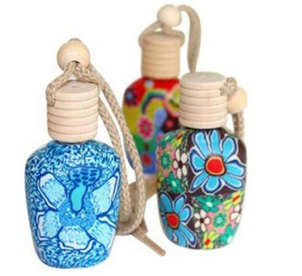 

new polymer clay essence oil perfume bottle empty bottle 15 ml car hang decoration