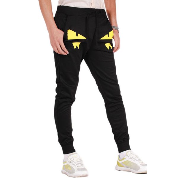 

korean pantalones hombre slim fit casual men's joggers s trousers print cotton men harem pants nq855202, Black