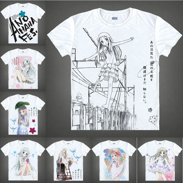 

japanese anime shirt anohana the flower we saw that day t-shirts multi-style short sleeve honma meiko cosplay costume kawaii gift, White;black
