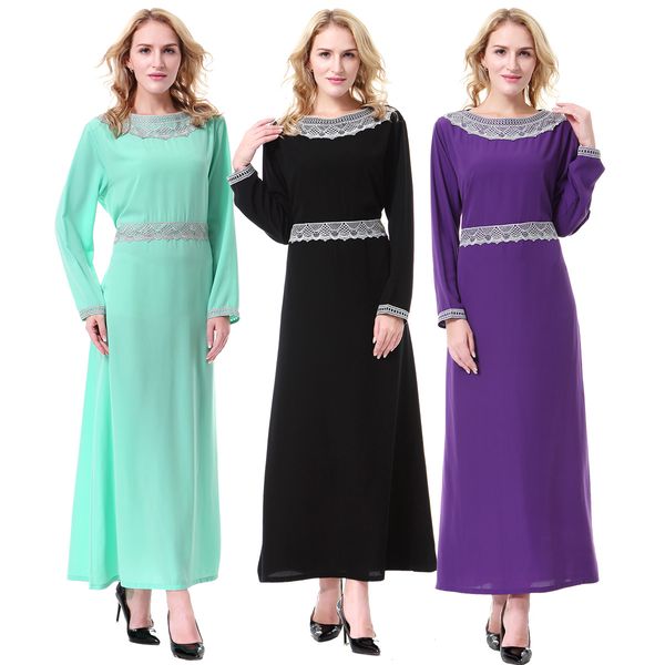 

new women muslim long sleeve maxi dress embroidery islamic islamic kaftan dress s-3xl long abaya dress, White;black