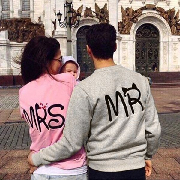 

wholesale- blusas 2017 zanzea casual long sleeve mr mrs printed pullover hoodies couples lovers sweatshirt men women plus size 1 pc, Black