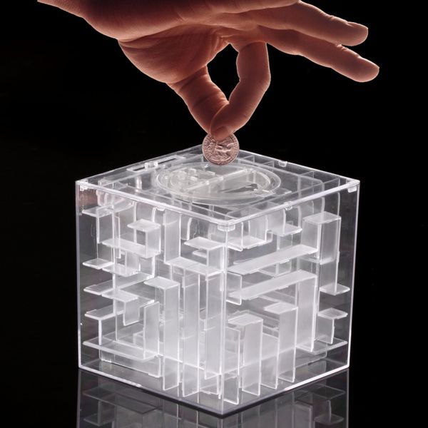 

wholesale- 1pcs new maze labyrinth money maze bank saving collectibles case coin gift box case 3d puzzle game wholesale