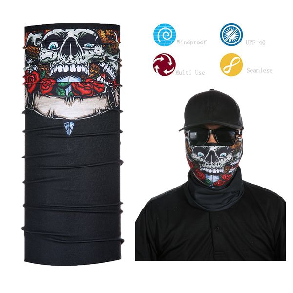 

wholesale- pirate skull bandana outdoor sports magic face shield multifunctional tube bandana, Blue;gray
