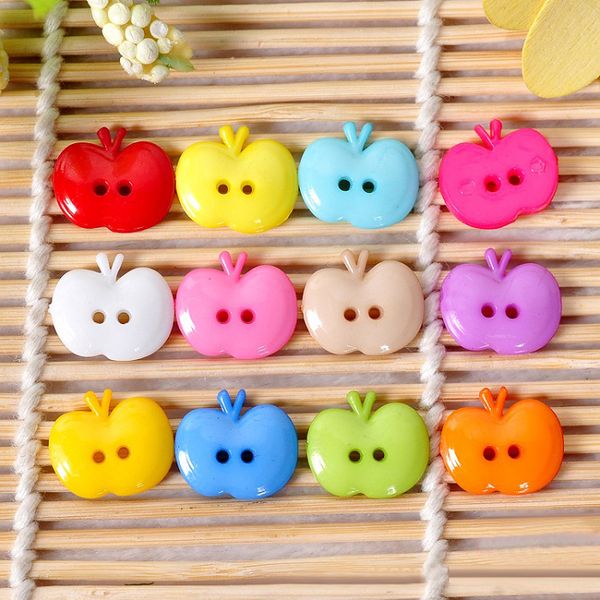 16mm dois buracos botões de frutas plásticas colorido para roupa infantil caixa de presente artesanal craft ofício diy favor acessórios de costura favor