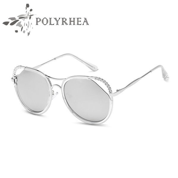 2021 Óculos de sol de luxo grande quadro elegante designer especial com diamante built-in lente circular sol óculos de alta qualidade UV400