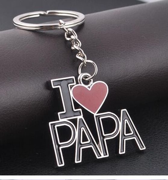 

10pcs/lot i love papa father men keychain dad father's day gifts silver heart letter key chain