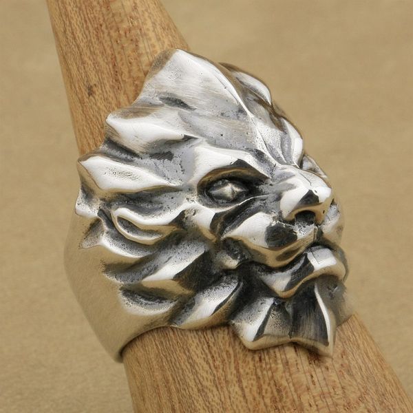 

brand linsion heavy 925 sterling silver abstract king lion ring mens biker rock punk ring ta01 us size 7~15, Golden;silver