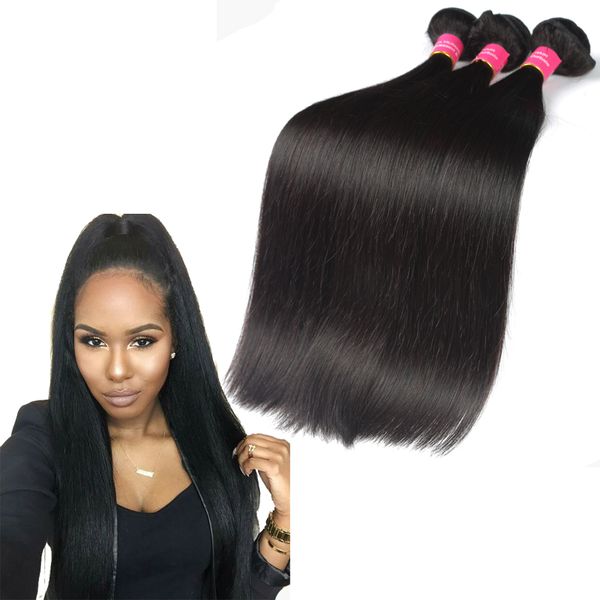 

malaysian virgin hair extensions human hair weave 3 4 5 pcs/lotstraight hair weave bundles good quality no shedding 8-28inch available, Black