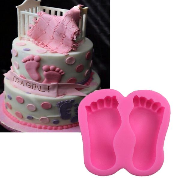 2019 Baby Feet Mold 3d Silicone Cake Chocolate Molds Shower Soap Foot Diy Decoration Baking Mould Bakeware Cmp16 From